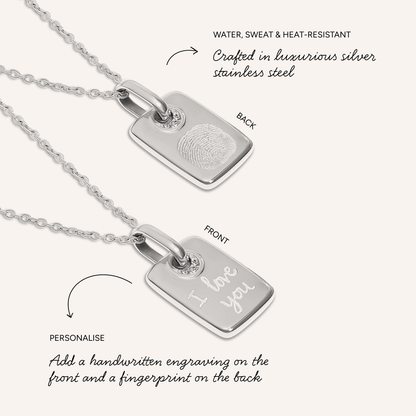 Written In The Stars Handwriting Tag Necklace (Silver)