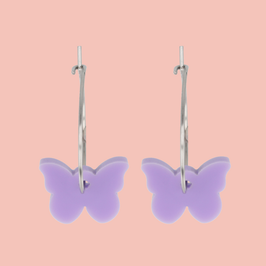 You're My Butterfly, Sugar Baby Hoop Earrings (Lilac)