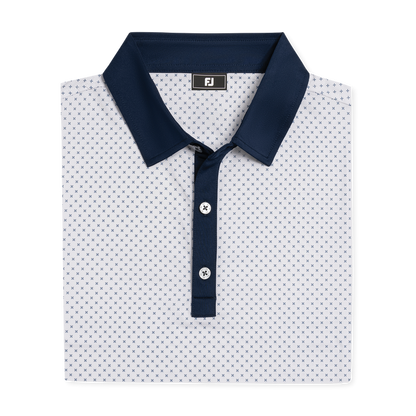 Athletic Fit Micro Flower Lisle (Men's) - White / Navy