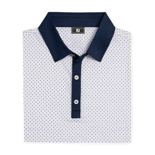 Athletic Fit Micro Flower Lisle (Men's) - White / Navy
