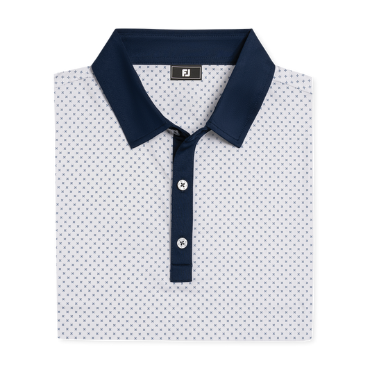 Athletic Fit Micro Flower Lisle (Men's) - White / Navy