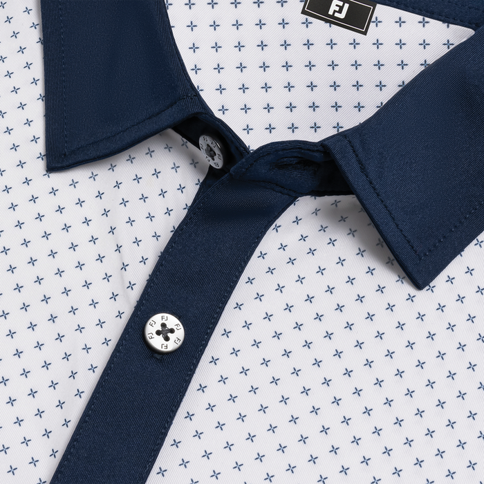Athletic Fit Micro Flower Lisle (Men's) - White / Navy