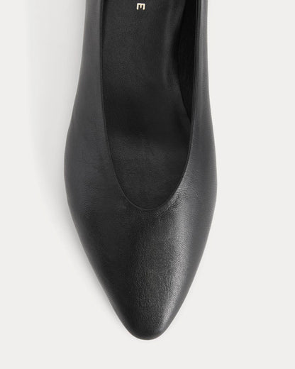 Made in Italy Almond-Toe Flat | Black Leather