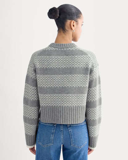 Nordic Cropped Boxy Crew in Luxe Merino | Heathered Mid Grey