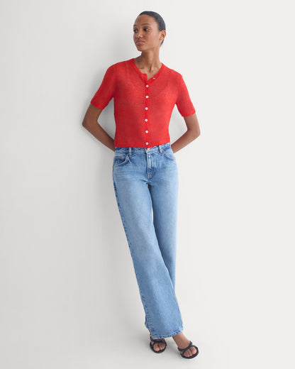 The Air Alpaca™ Short-Sleeve Cardigan | Fiery Red