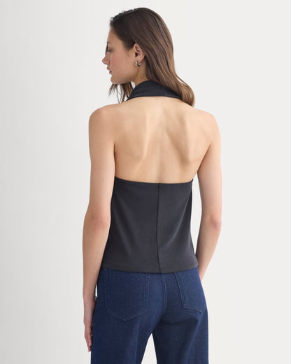 Halter Cowlneck Top in Butterknit | Black
