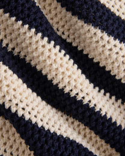 Open Knit Long-Sleeve Crew in Everyday Cotton | Canvas / Navy