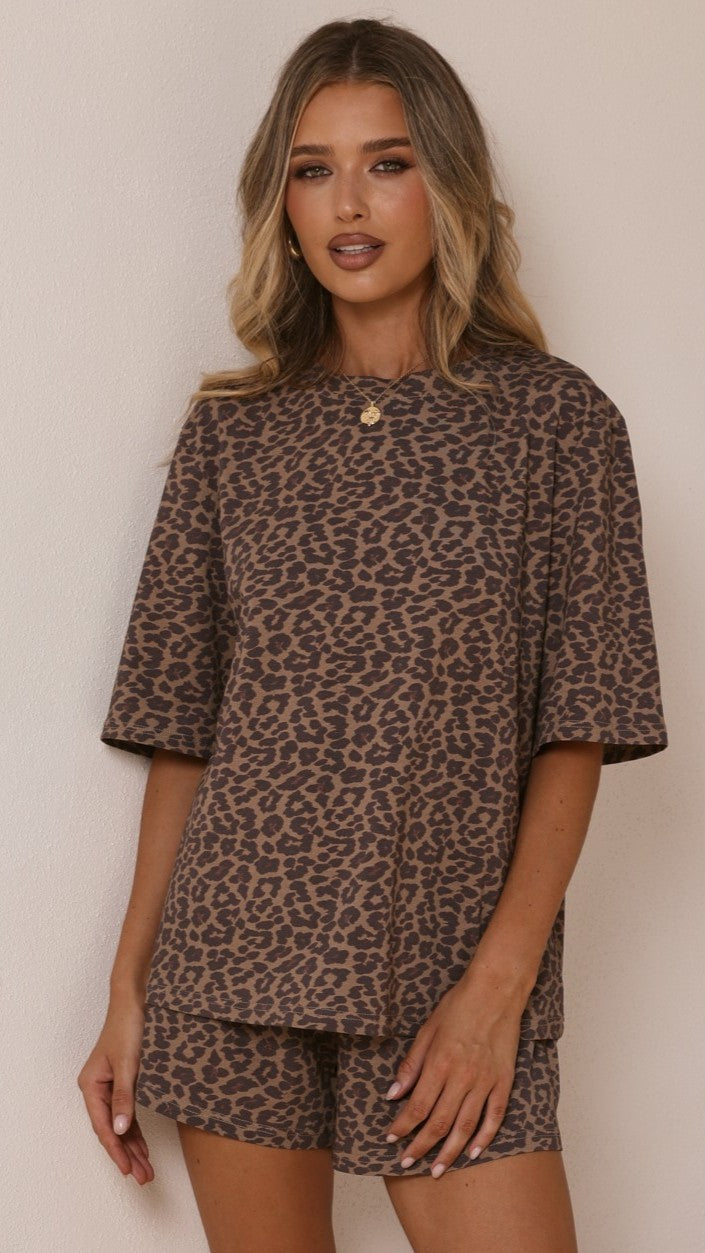 Bobby Crew Neck Tee - Leopard Print