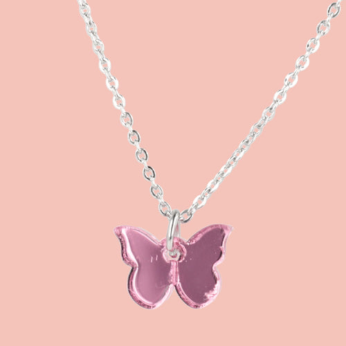 You're my Butterfly, Sugar Baby Necklace (Pink Mirror)