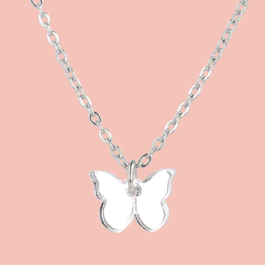 You're my Butterfly, Sugar Baby Necklace (Silver Mirror)