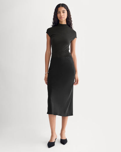 Slip Skirt in Silk Charmeuse | Black