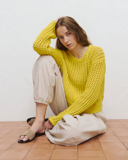 Open-Knit Crew in Elevated Cotton | Passion Fruit