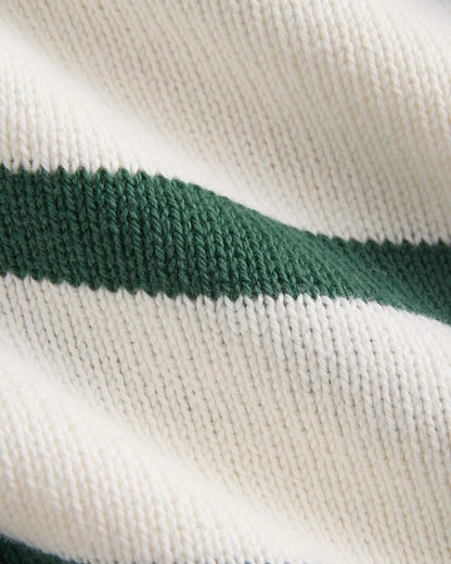 Striped Boatneck Sweater in Everyday Cotton | Hunter Green/Bone