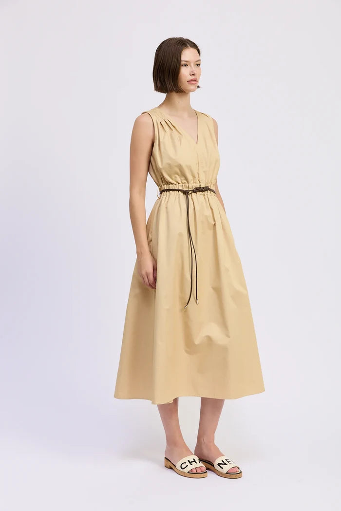 Cecilia Midi Dress (Khaki Brown)