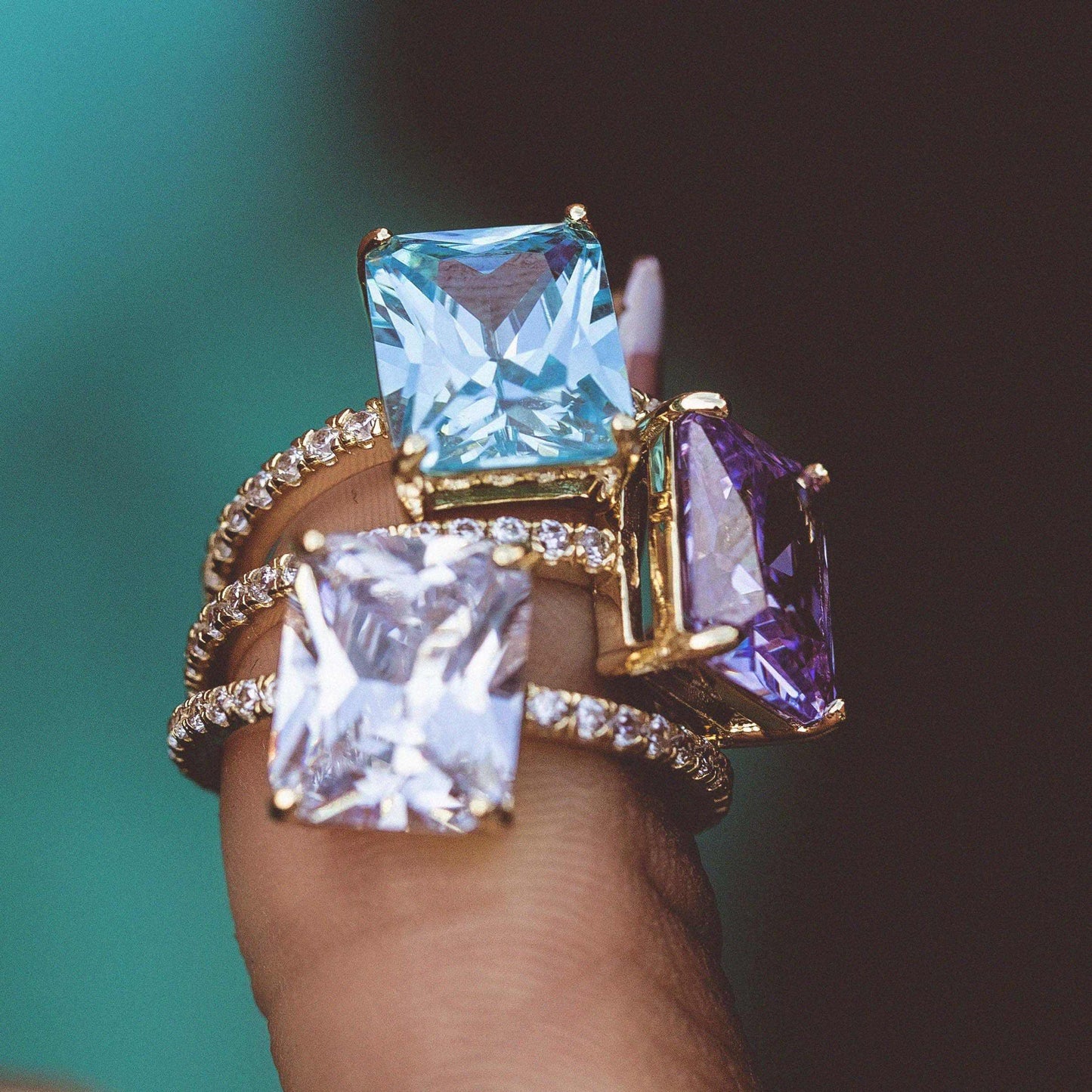 Cocktail Ring in Purple - Yellow Gold Vermeil