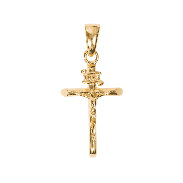 Crucifix and Lion Set in Yellow Gold