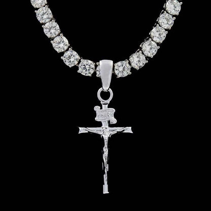 Crucifix Cross Pendant in White Gold