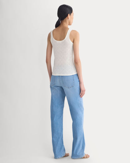 Lace-Trimmed Tank in Fine Linen | Bone