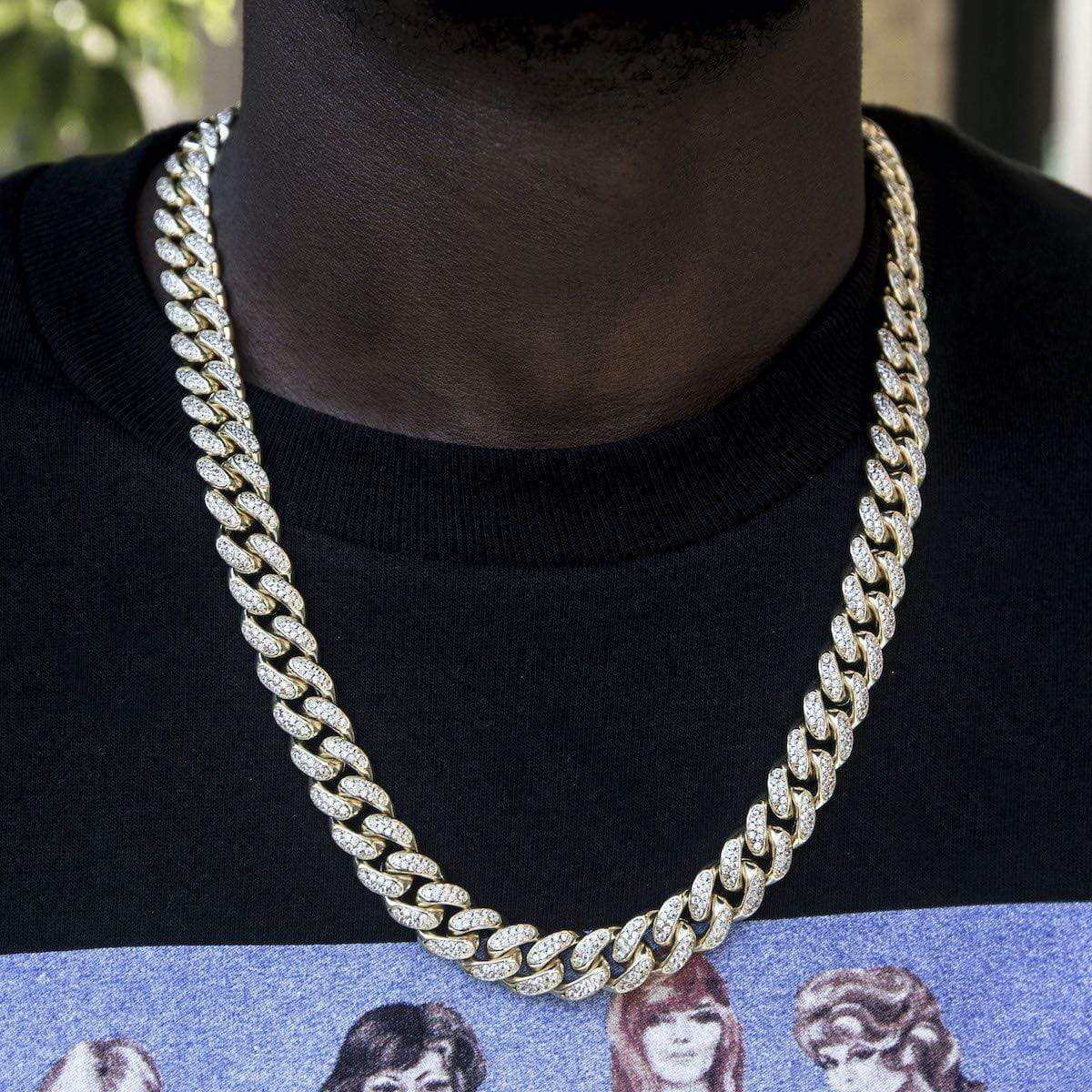 Diamond Cuban Chain + Bracelet Gift Bundle in Yellow Gold - 12mm