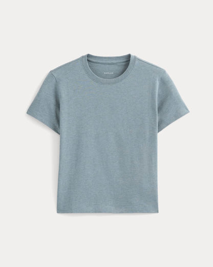 The Box-Cut Tee in Essential Cotton | Heathered Sea | No Pocket