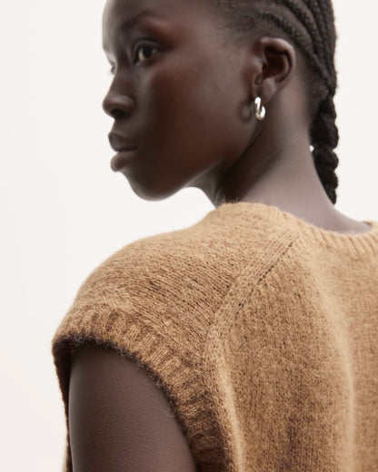 The Alpaca V-Neck Vest | Tiger's Eye