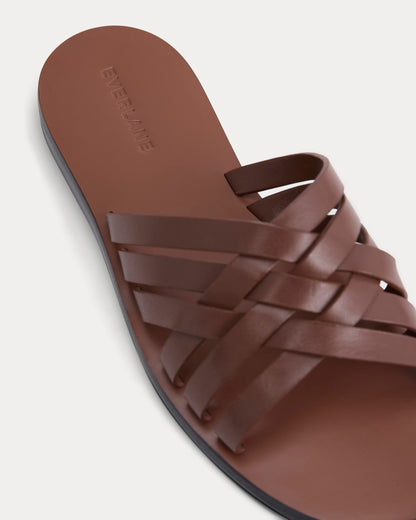 Leather Triple Crisscross Sandal | Rum