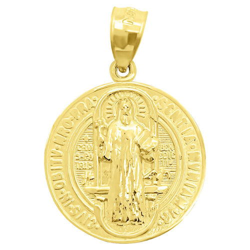 Eivs In Obitv Nro Praesentia Mvniamvr 10K Yellow Gold Pendant