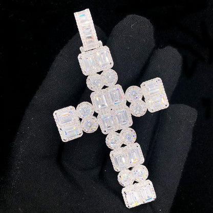 Emerald Cluster Double Cross Iced Out Hip Hop Pendant
