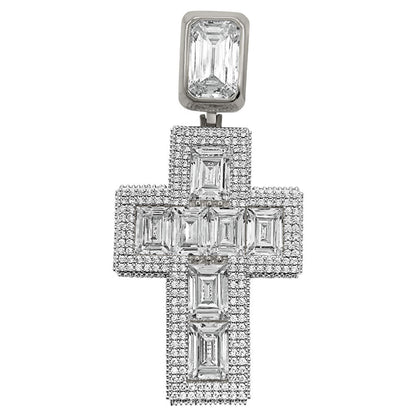 Emerald Cut 3D Cross VVS CZ Hip Hop Iced Out Pendant