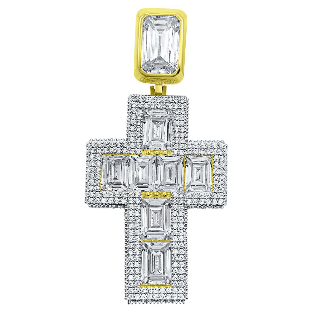 Emerald Cut 3D Cross VVS CZ Hip Hop Iced Out Pendant