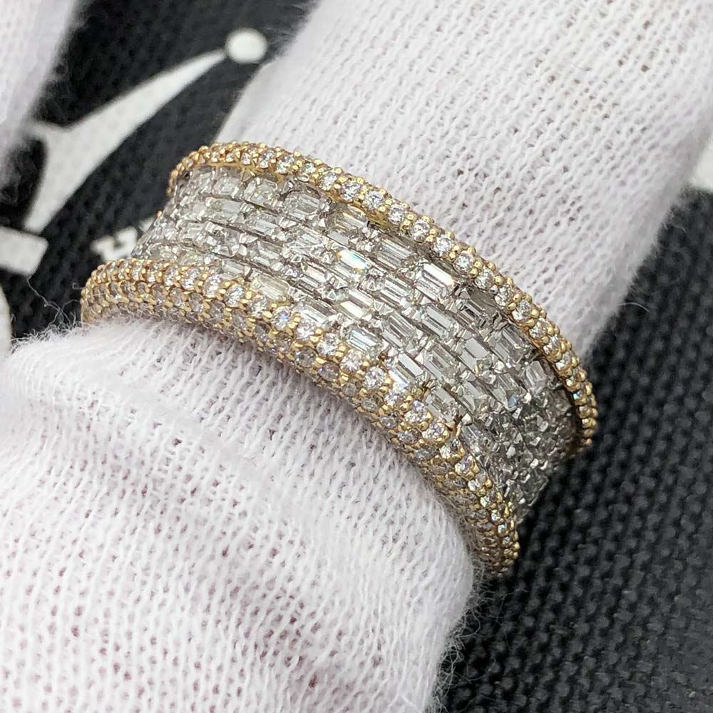 Emerald Cut 4 Row Diamond Ring 3.13cttw 14K Yellow Gold