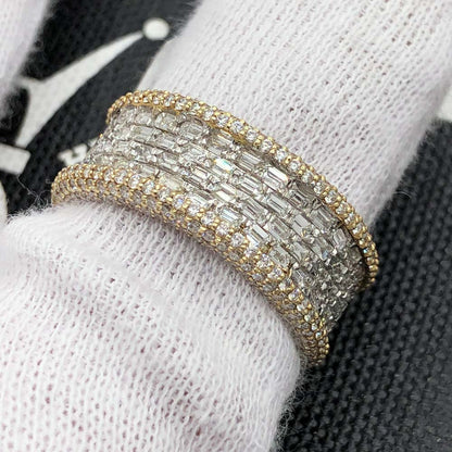 Emerald Cut 4 Row Diamond Ring 3.13cttw 14K Yellow Gold