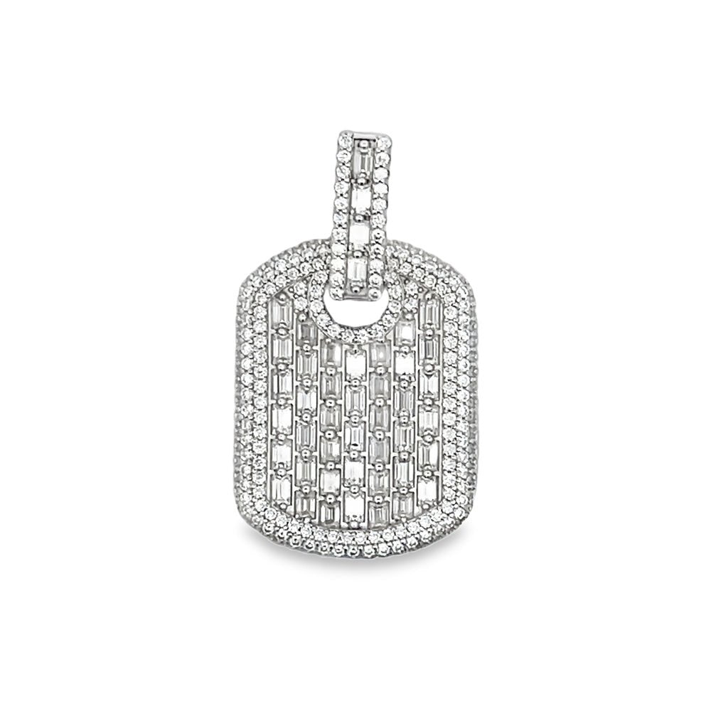 Emerald Cut Dog Tag 4.1cttw VVS Moissanite Pendant .925 Sterling Silver