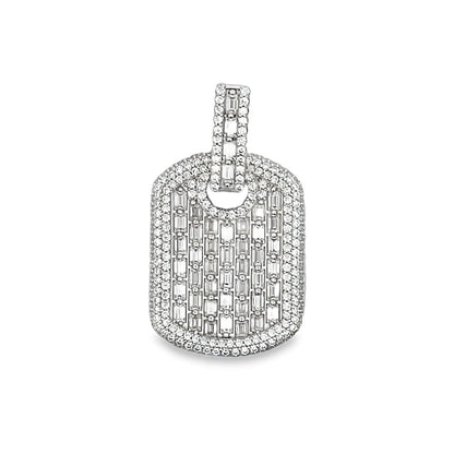 Emerald Cut Dog Tag 4.1cttw VVS Moissanite Pendant .925 Sterling Silver