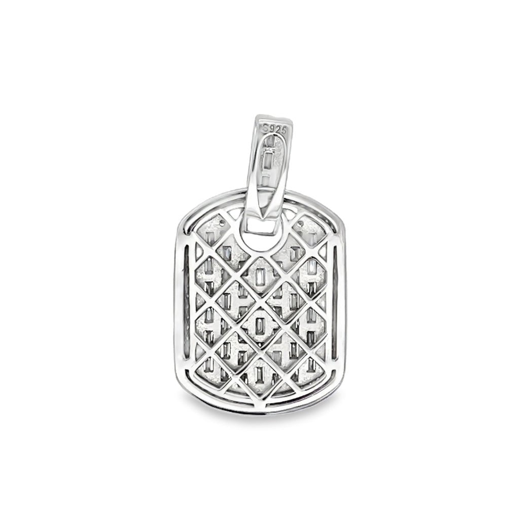 Emerald Cut Dog Tag 4.1cttw VVS Moissanite Pendant .925 Sterling Silver