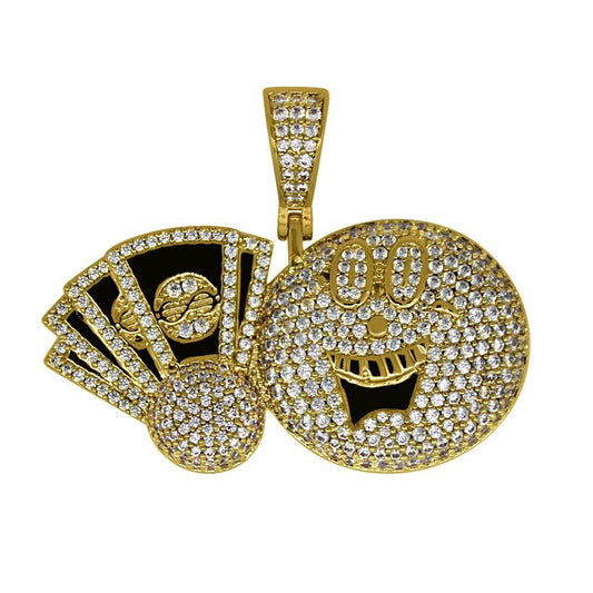Emoji with Money Gold Bling Bling Pendant