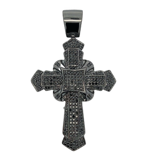 Emperor Black Cross CZ Pendant .925 Sterling Silver