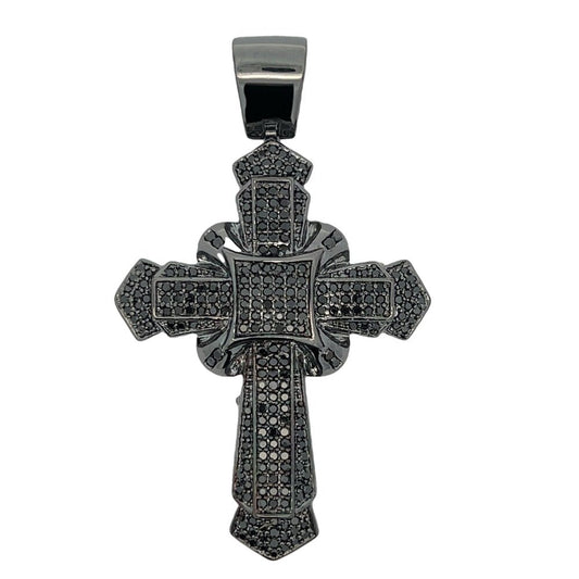 Emperor Black Cross CZ Pendant .925 Sterling Silver