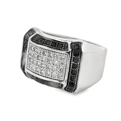 Emperor Black & White CZ Ring .925 Sterling Silver