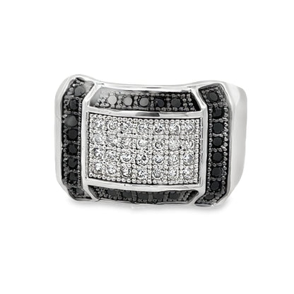 Emperor Black & White CZ Ring .925 Sterling Silver