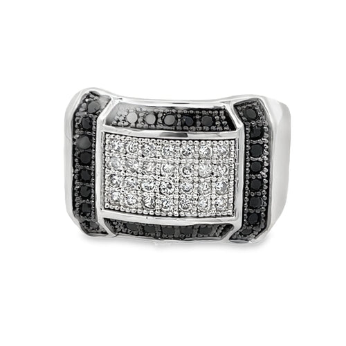 Emperor Black & White CZ Ring .925 Sterling Silver