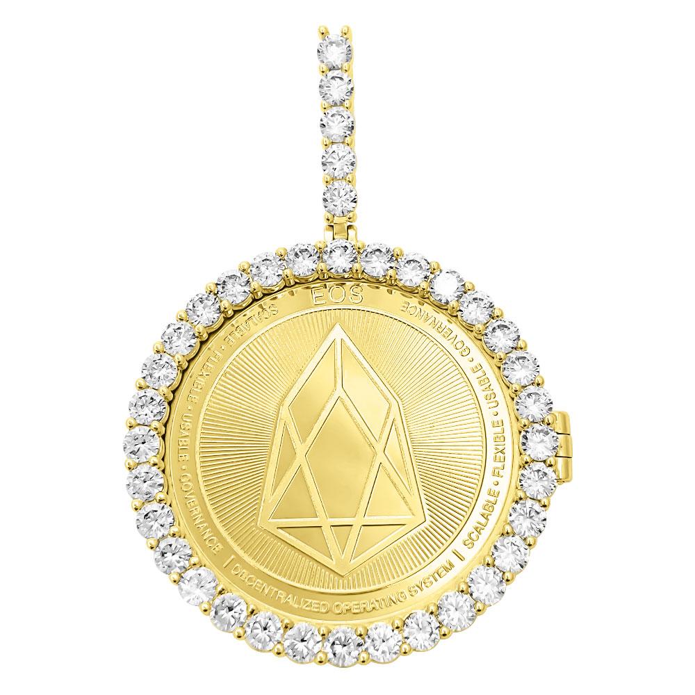 EOS Coin Iced Out Frame Pendant