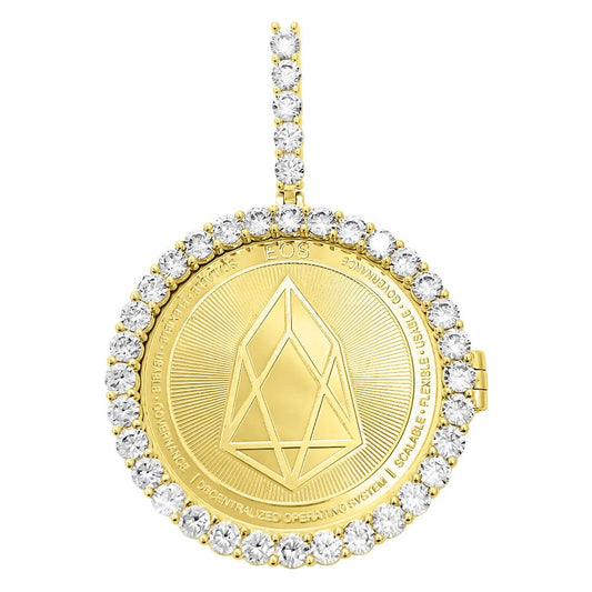 EOS Coin Iced Out Frame Pendant