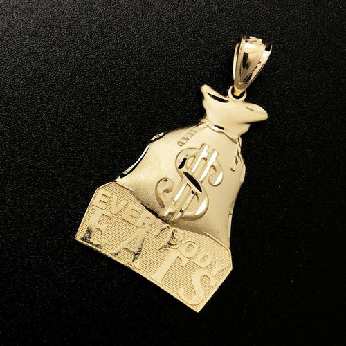 Everybody Eats Money Bag 10K Yellow Gold Pendant