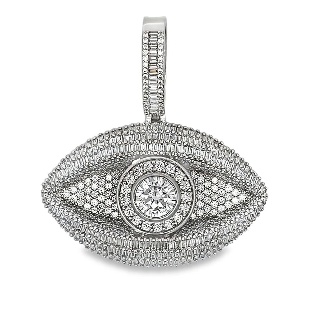 Evil Eye Baguette CZ Hip Hop Iced Out Pendant