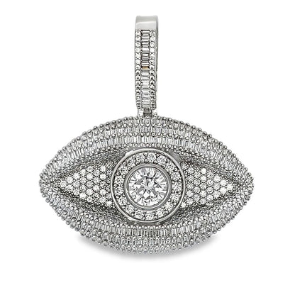 Evil Eye Baguette CZ Hip Hop Iced Out Pendant