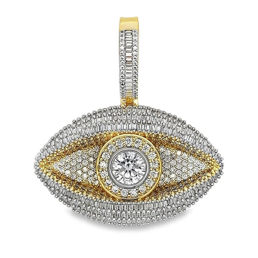 Evil Eye Baguette CZ Hip Hop Iced Out Pendant