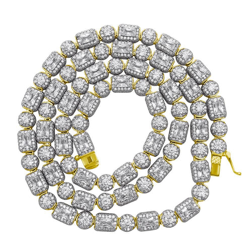 Exotic Cut Tennis VVS CZ Iced Out Chain .925 Sterling Silver