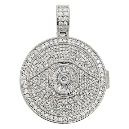 Eye Circle Medallion Iced Out Hip Hop Bling Pendant