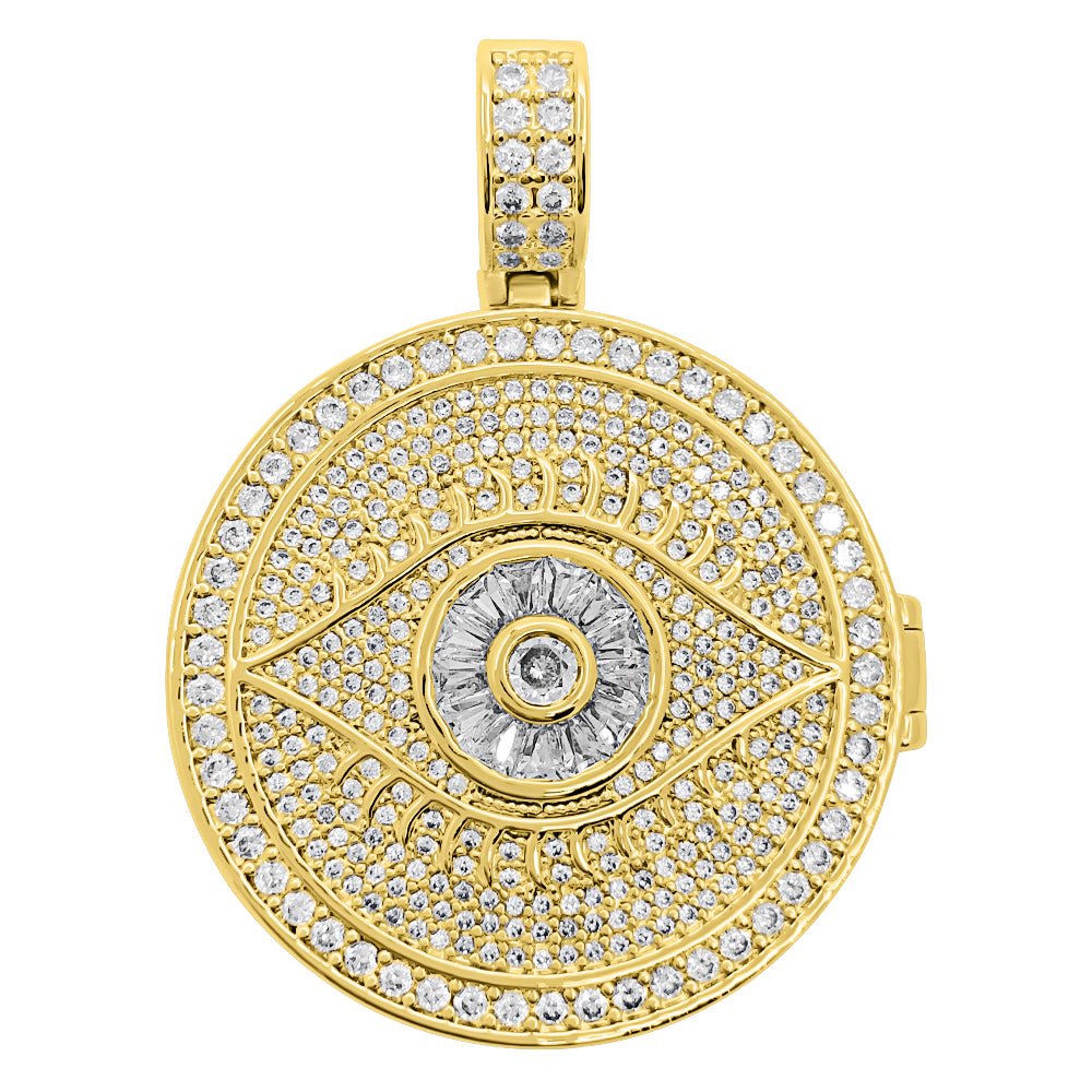 Eye Circle Medallion Iced Out Hip Hop Bling Pendant